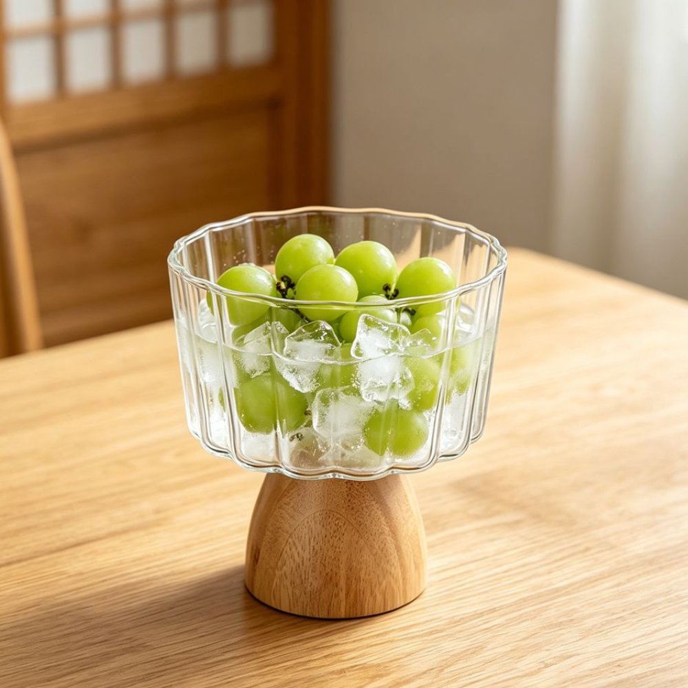 Salad Bowls & Serving Ware Bamboo Chubby Petal Glass Salad Bowl