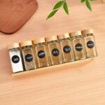 Storage Jars & Canisters Square Bamboo Lid Spice Jar Set