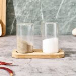 Storage Jars & Canisters Glass Spice Jar with Bamboo Tray Set