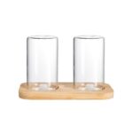 Storage Jars & Canisters Glass Spice Jar with Bamboo Tray Set