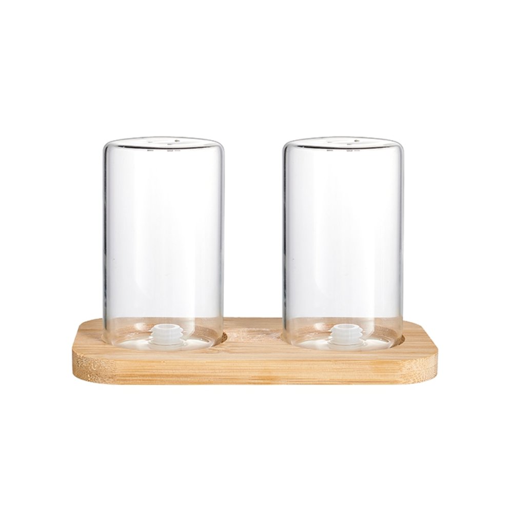 Storage Jars & Canisters Glass Spice Jar with Bamboo Tray Set