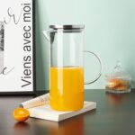 Tea & Coffee Sets Straight Cylinder Steel Lid Glass Cold Water Pitcher