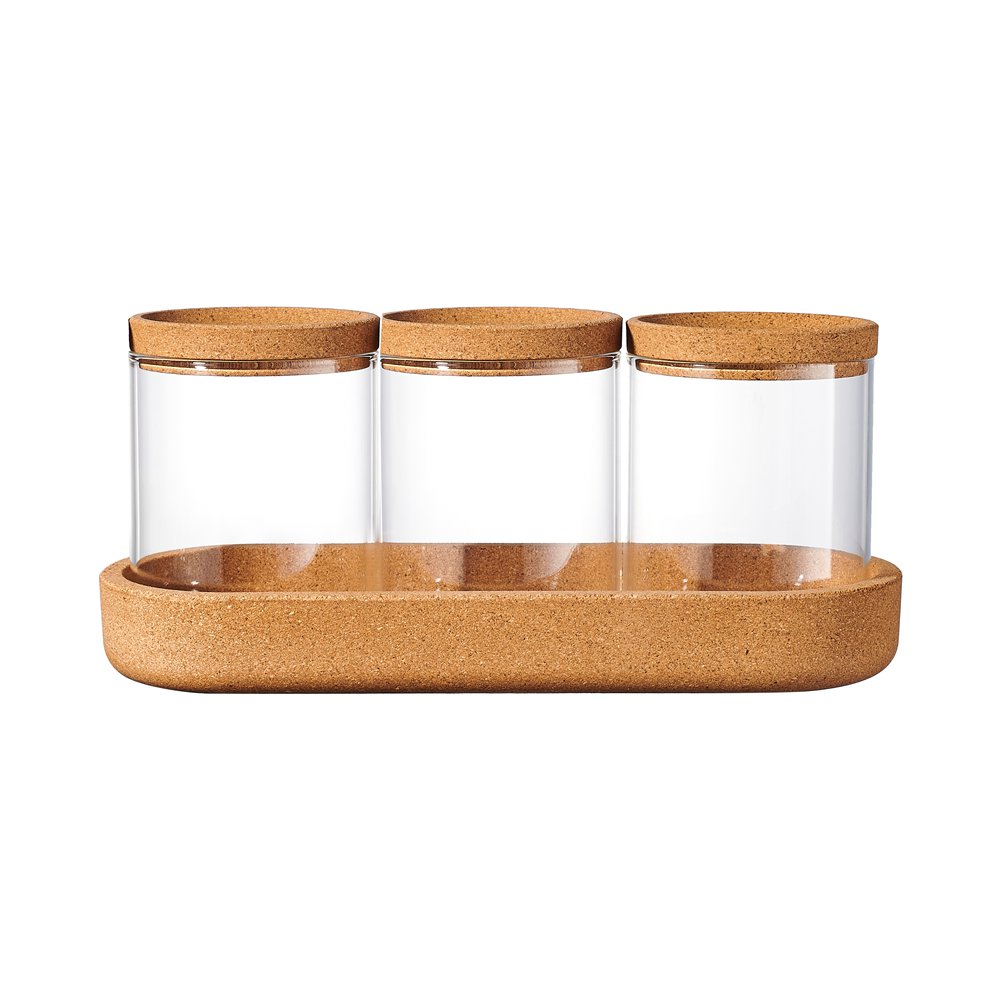 Storage Jars & Canisters Cork Lid Glass Jar Sealing Canister Set
