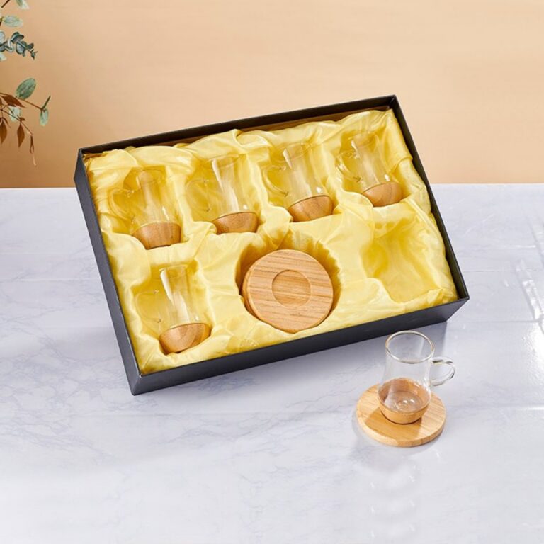 Glassware & Cups Slim Bamboo Bottom Single-Layer Glass Cup Set