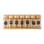 Storage Jars & Canisters Square Bamboo Lid Spice Jar Set
