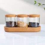 Storage Jars & Canisters Cork Lid Glass Jar Sealing Canister Set